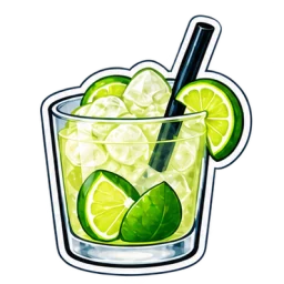 Watercolor caipirinha with fresh lime